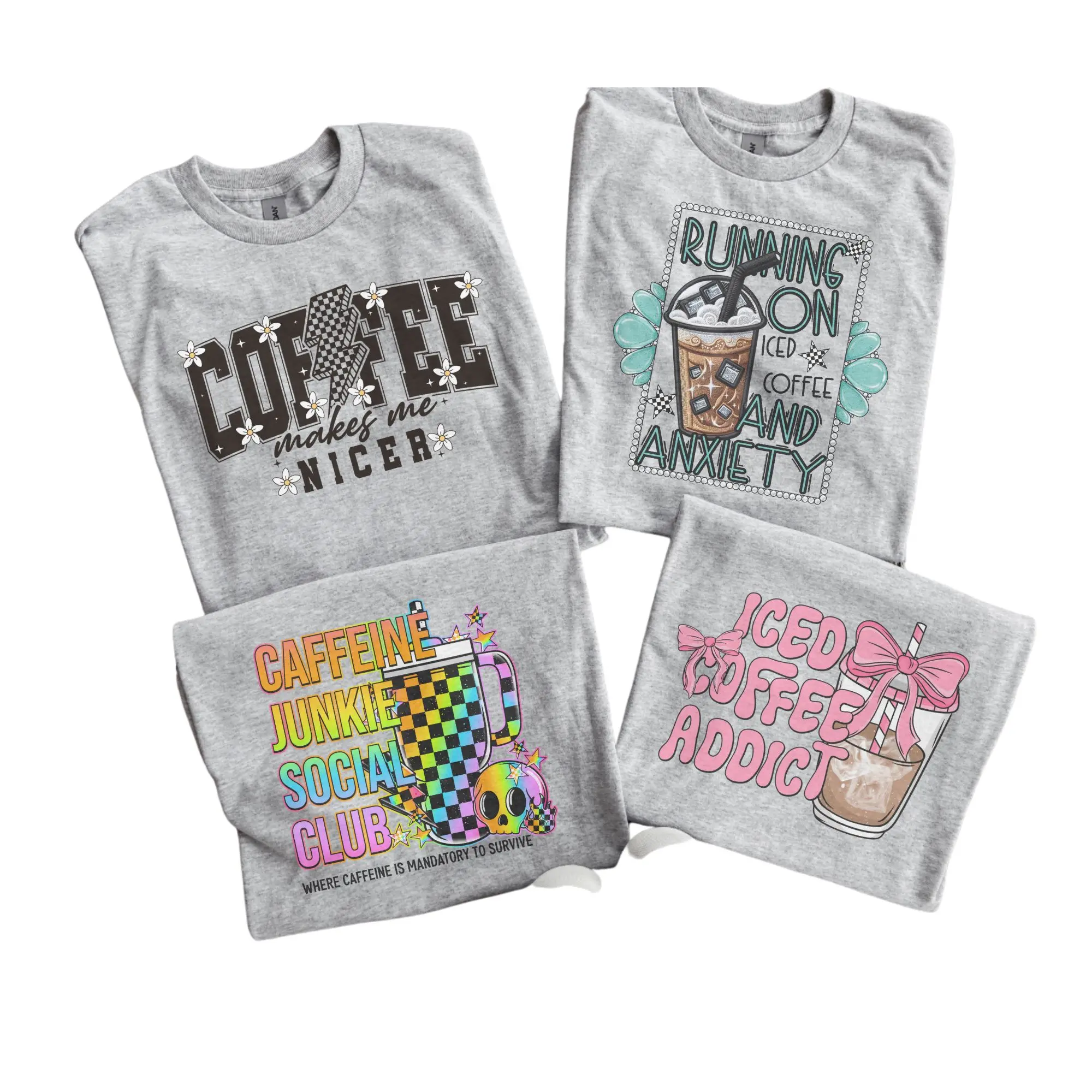 Coffee Shirts  - Coffee & Anxiety - Coffee Bear Shirt - Sublimation - Bleached or Unbleached - Unisex Gildan Comfort Comfortable - Bad Bear Shirt