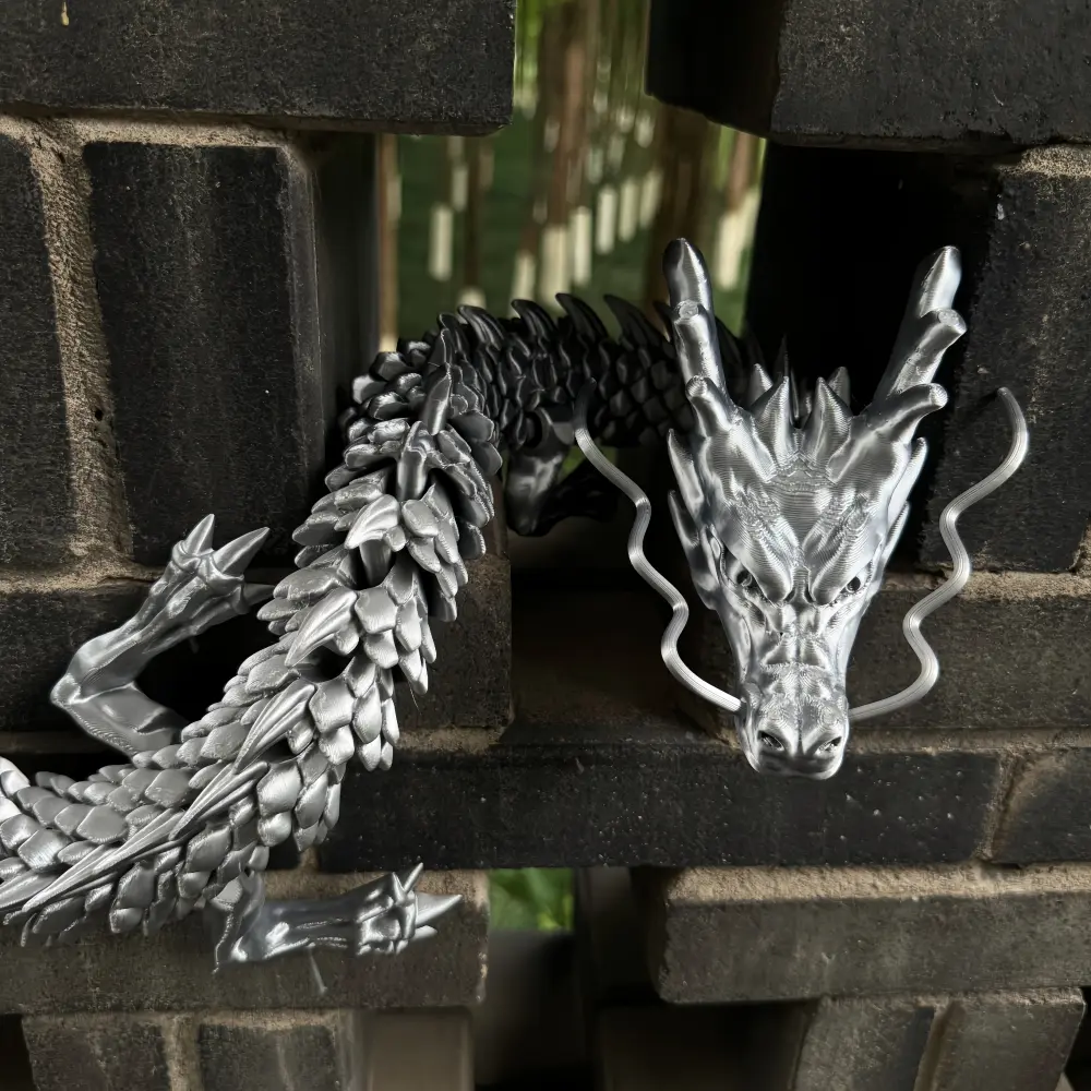 Dragon Sculpture - Intricate Silver Dragon Statue for Wall Decor - Perfect for Home & Garden Aesthetics