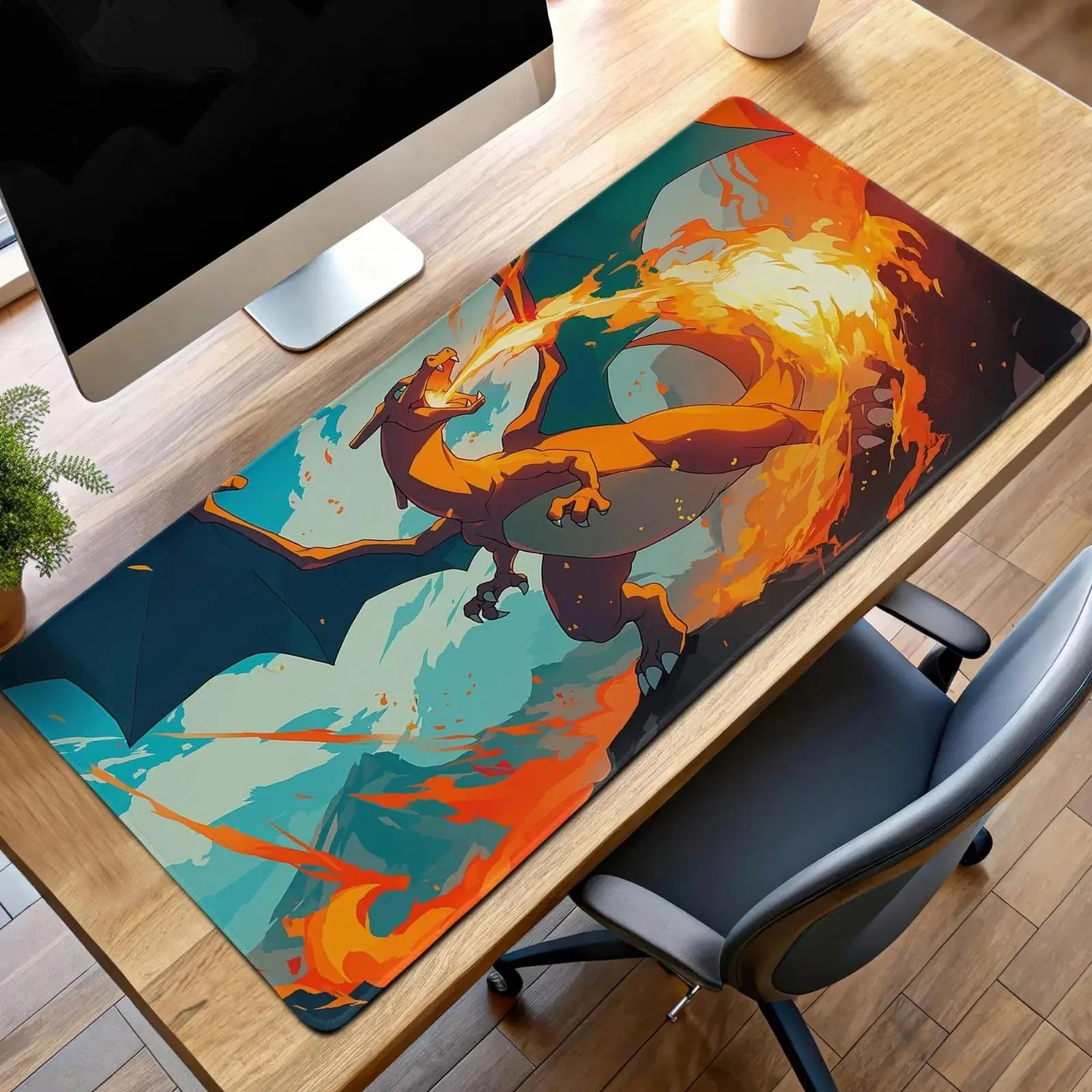CCharizardd Fire Blast Gaming Mouse Pad Fire Type Pokemon Desk Mat Gift