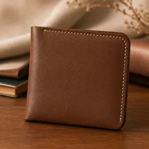 Men’s Dark Brown Minimalist Leather Wallet – Soft Full Leather Bifold Card Holder Sleeve, Front Pocket Mini Wallet