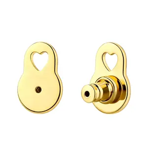 14K Gold Plated Earring Lifters, Hypoallergenic Earring Backs for Droopy Ears, D-Shape/Heart Shape Earring Backs for Heavy Earring