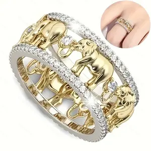 Rich. Jewelry. Rhinestone Elephant Ring – 1 pc. A popular gift for friends, family, holidays—Christmas, wedding anniversaries, and Halloween; Y2K style.