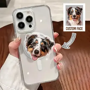 Custom Magnetic Face Phone Grip, Personalized Your Photo MagSafe Phone Grip, Acrylic Phone Holder, Funny Big Face Grip, Gift for Pet Lover
