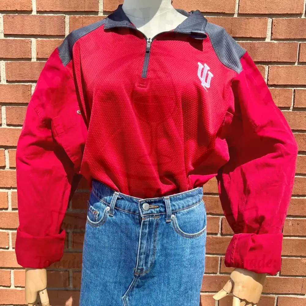 Reworked Indiana University Flannel Long Sleeve Quarter ZIp