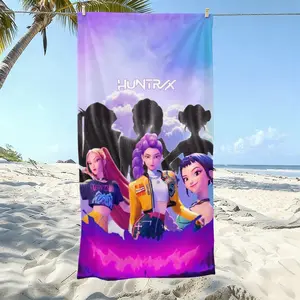 K-Pop Bath Towel with Anime Print, Soft Microfiber, Quick-Dry and Absorbent, Ideal for Beach, Pool, Bathroom, Perfect Gift for Fans