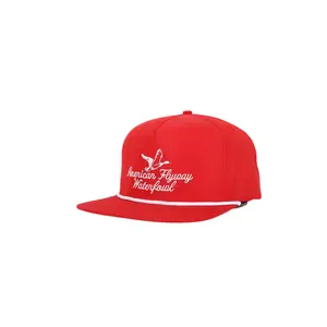 Throwback Vintage Rope Hat Red with White Rope Snapback Cap