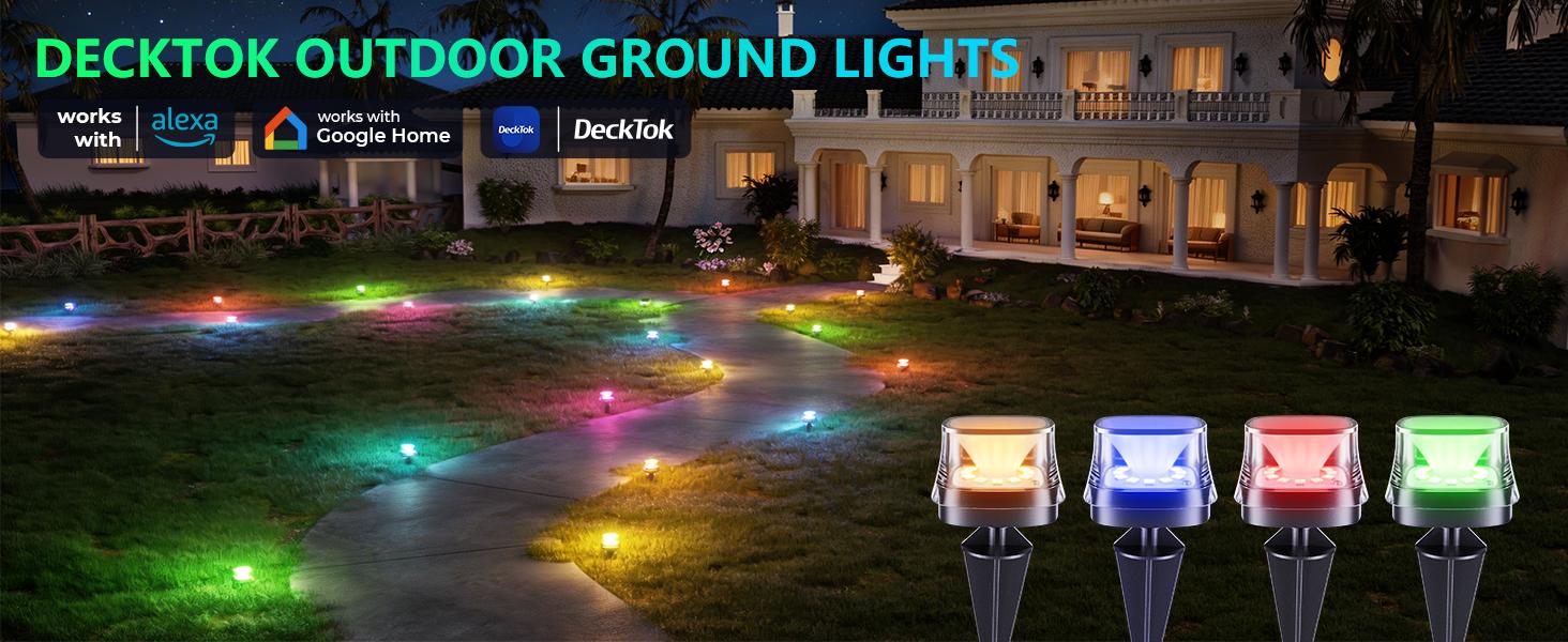 50 ft Smart RGBCW LED Pathway Lights 15-Pack IP67 Waterproof for Pathways Yards Lawns Patios Pool Fences Party Decorations Compatible with Alexa Google Assistant