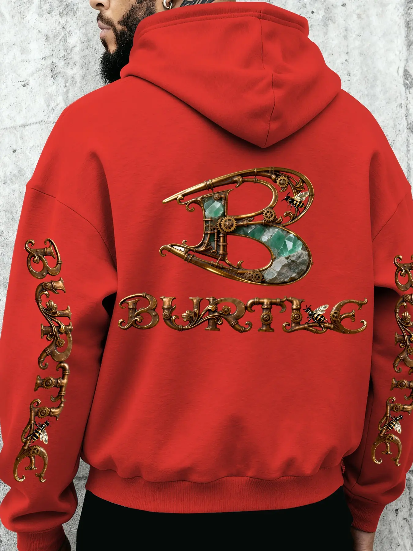 Unisex Fall Winter Steampunk Gemstone Sweatshirt, Casual Fit with Industrial Aesthetic and Luxurious Print, Perfect for Art Lovers