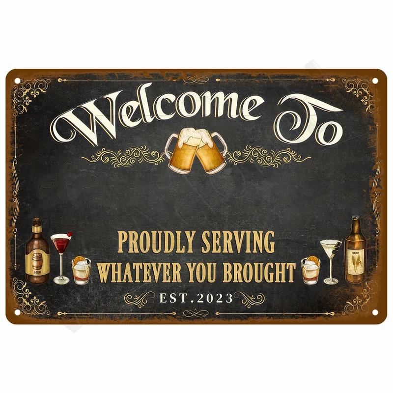 8x12inch Vintage Metal Plate Tin Sign Plates Bar Retro Metal Sign Wall Art Mural Aesthetic Room Home Decor Items Poster Garage Decoration
