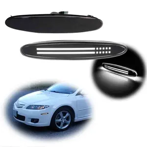 2PCS Smoked Lens White LED Front Bumper Side Marker Light For Mazda 6 MPS GG GY 2003 2004 2005 2006 2007 2008 Replace OEM GK2A515E0A GK2A515F0A