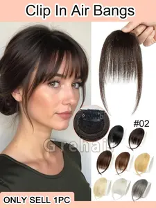 Real Human Hair Clip In Bangs | Clip On Fringe Lightweight Air Bangs Hair Clips, Face Framing Bangs, Multiple Colors Available, Face Shape Correction, Reusable