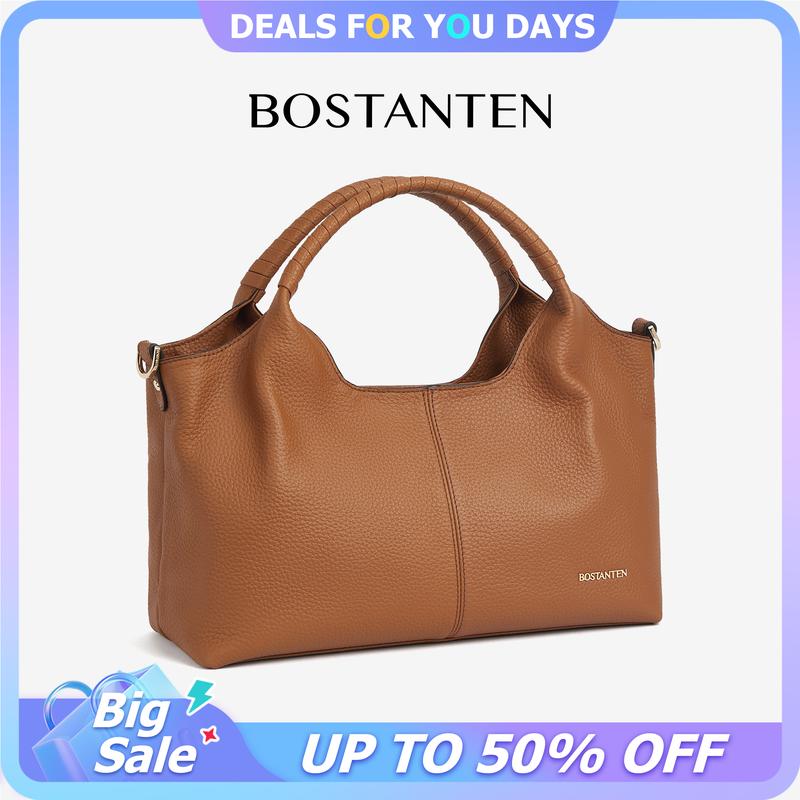 BOSTANTEN Haven 100% Leather Women's Handbags - High-Capacity Contemporary Carry-All, Adjustable Strap Casual Shoulder Bag, Top Handle Satchel, Everyday Purse, Crossbody Bag for Women, Work Accessory