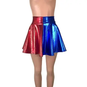 Skater Skirt - Harley Quinn Blue/Red Metallic