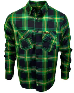 The "Lucky 2.0" Green, Black & Gold Clover Flannel (Hidden Snap Collar)