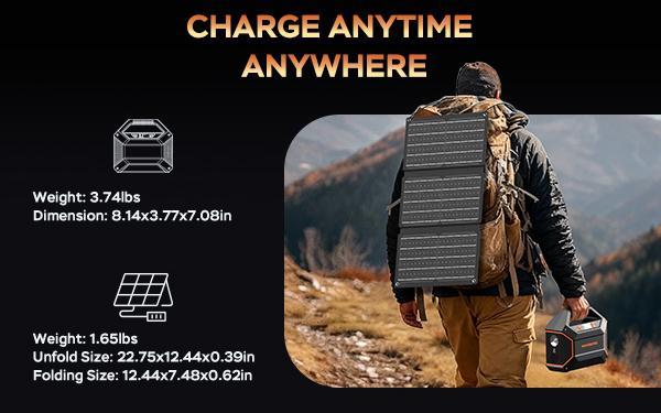 MARBERO 155Wh Solar Generator with 30W Solar Panel Portable Power Station 2 x 100W  AC Outlets(150W Surge) 9 Output Ports Built-in Flashlight for Home Camping Hurricane Emergency