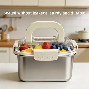 304 Stainless Steel Square Food Storage Containers with Silicone Airtight Lids - Leakproof, BPA-Free, Oven-Safe Tableware for Kitchen Fridge Organization, Meal Prep, Outdoor Use