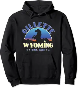 Gillette, Wyoming WY Wild Horse Pullover Hoodie - Clydebell Shop 84B091SHDHNR