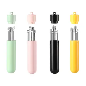 6 Counts/Set Ear Wax Removal Tool Set with Storage Tube,Ear Cleaning Kit Ear Spoons Ear Picks Curette,Ear Wax Remover Tool,Earwax Cleaning Supplies. Ear Cleaner