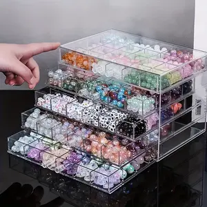 1Pc transparent plastic bead storage box, 5-layer loose bead finishing box, acrylic split jewelry bead storage box, for handmade DIY accessories small items, transparent, Needlework, Embroidery