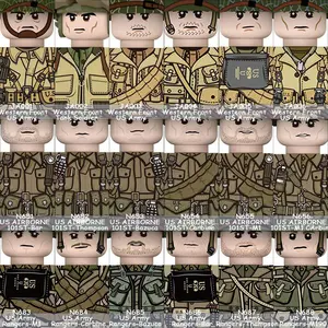 WW2 Military US Soldiers Figures Building Blocks AirBorne 101ST Army Infantry Ranger Gunner Weapons Gun Helmets Bricks Toys