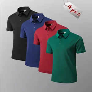 Men’s Summer 4-Pack Simple Solid Polo Shirts – Lightweight, breathable, moisture-wicking, suitable for outdoor sports and everyday casual wear