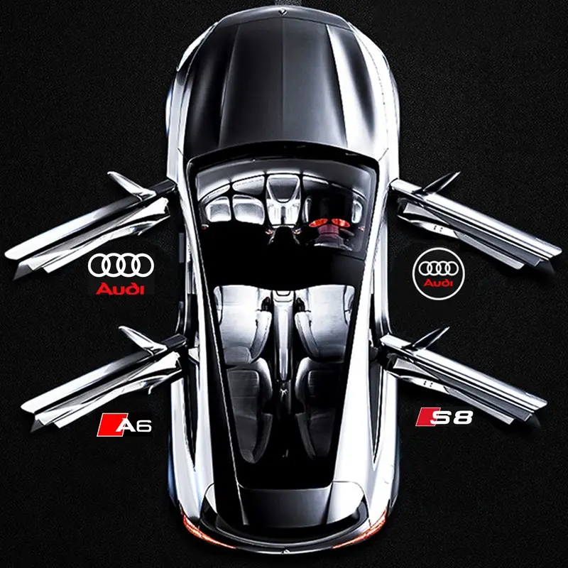 2PCS /4PCS LED Welcome Light for Audi A4 A6 Q3 Q5 Q7 A1 A3 A5 A7 A8 R8 Q8 HD Logo Projector Door Shadow Lamp 2000-2023 Models LED Car Lights