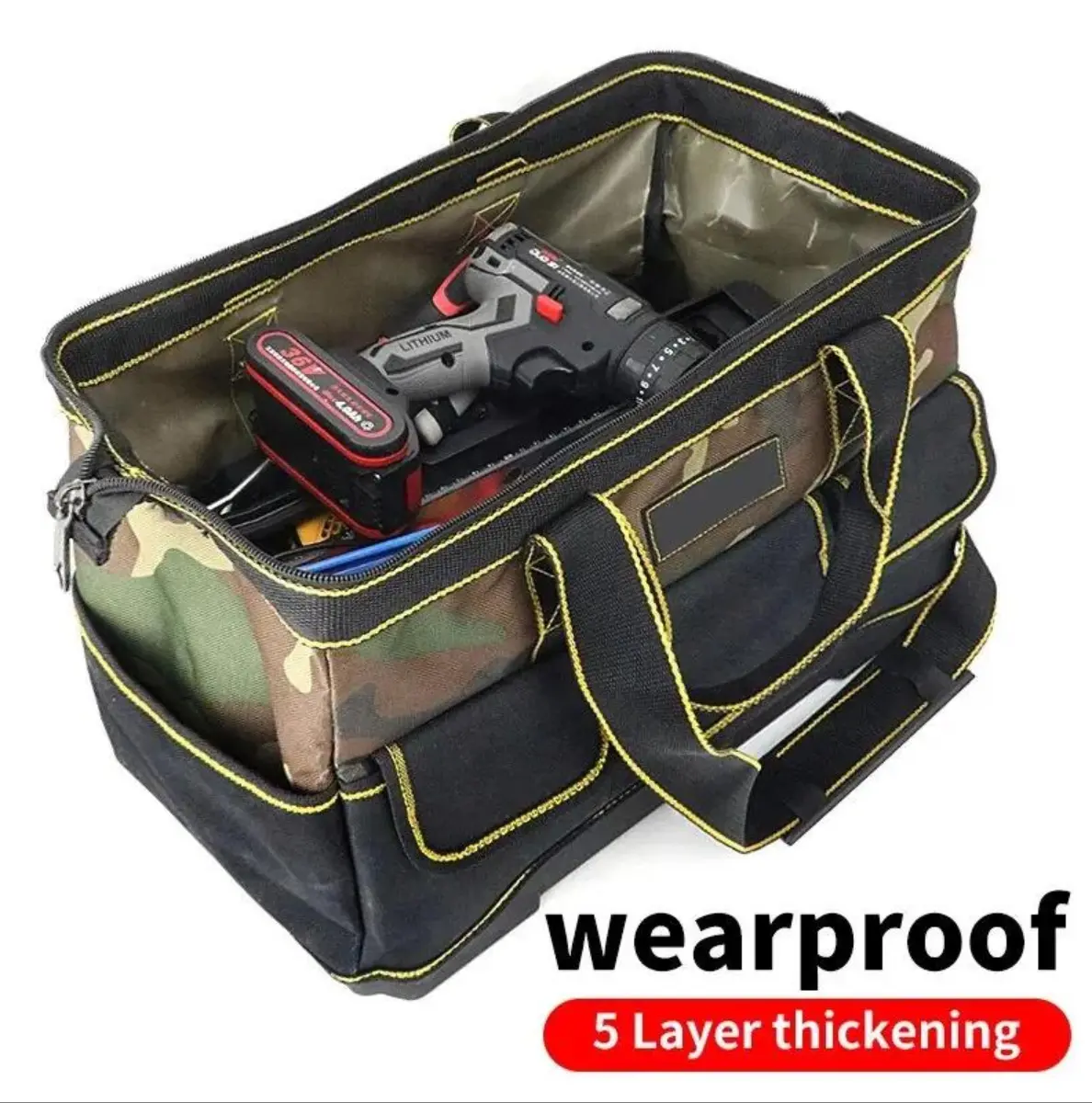 Oxford Fabric Sturdy Reinforced Tool Storage Bag - 14/17/19/21in Wide-Mouth Organizer with Convenient Pockets for Automotive Workshop, Outdoor Use (Men's Gift Option)