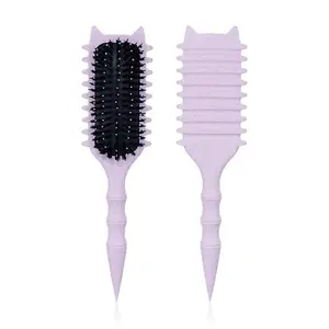 Upgraded Curl Defining Comb - Adorable Cat Ear Design, Wide Tooth Detangling Tool for Curly Wavy & Coily Hair, Anti-Frizz No-Pull Styling for Men Women, Perfect for Daily Use Travel & Natural Hair Care - Black