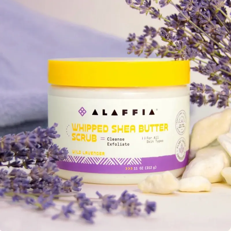 Authentic African Whipped Shea Butter Scrub, Wild Lavender 11oz