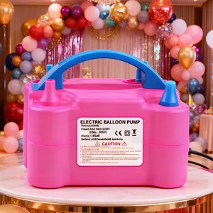 1 Semi-Automatic Electric Inflator, Portable, 600W, 110V-120V, 60HZ, Rose Red, ABS Material, Dual Hose, US Plug, Without Battery, for Home Use, Balloon Inflating Machine