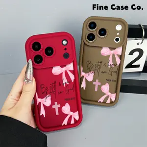 Christian Cross Bow Aesthetic Soft Phone Case fits iPhone 17 Pro Max iPhone 16 Pro 15 Plus 14 Pro 13 12 11 XS Max XS XR and Samsung Galaxy S25 Ultra S24 Plus S23 Shockproof Protective Case Faith Inspired