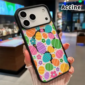Magnetic Phone Case Compatible with iPhone 17 Pro Max 16 Plus 15 14 13 12 11 Air E Easter Egg Floral Burst Clear Acrylic Hard Back Soft TPU Edge Non-Yellowing Protective Cover
