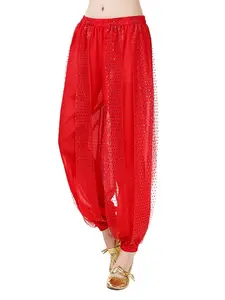 Belly Dance Pants Indian Dance Performance Costume Sequined Chiffon Pants Stage Outfit Lantern Pants for Women