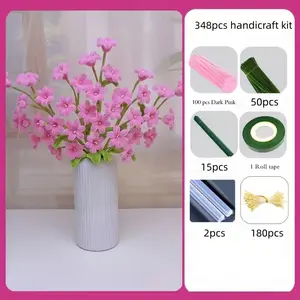 348 Piece Eternal Bellflower Pipe Cleaner Bouquet Set, Includes 150 Cleaners, 15 Stems, Tape, 180 Petals, DIY Craft Kit for Home Decor