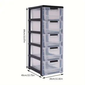 New 5-Tier Stackable Plastic Storage Cabinet - Smooth Drawer Organizer with Movable Design - Durable PP Material for Space-Saving Efficiency Boxes