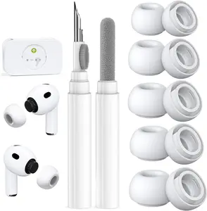 5 Pairs AirPods Pro 3 Replacement Ear Tips with Cleaning Kit, Soft Silicone Earbuds, Dust Guard, XXS-XL Sizes, White