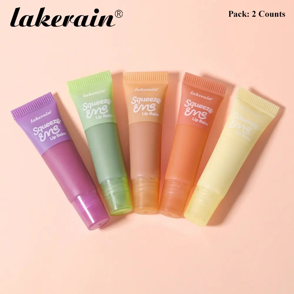 Lakerain 2 Counts/5 Counts Squeeze Moisturizing Lip Balms, Available in 5 Shades, Sheer Color, Hydrating, Moisturizing, Moisturizes Lips, Long-Lasting Hydration, Compact and Portable, Suitable for All Skin Types