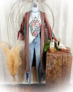 Western Long Knit Cardigan – Boho Fall Duster Style