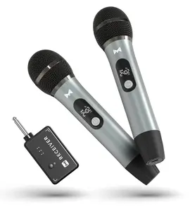 Wireless Microphones, Wireless Microphone with One-to-One Chip Connection, 40H Duration, 200 FT Distance Receiving, Semi-Metallic tube Microphone for Singing, Video Recording, YouTube, Home Party