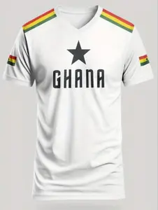 Ghana Flag Unisex Soccer Jersey, Breathable Moisture-Wicking Fitted Sportswear, Geometric Design, Casual Outdoor Wear, Athletic Activewear