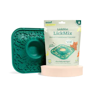 WOOF LickMat & LickMix Starter Pack, BPA Free Silicone Dog Lick Mat + Dog Treat Spread, Non-Slip & Dishwasher Safe Slow Feeder