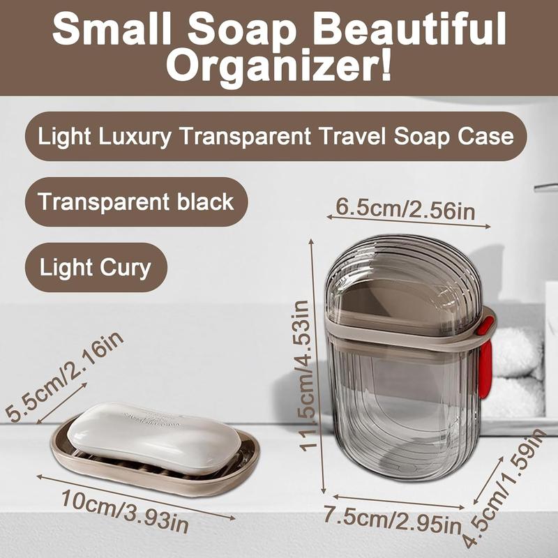 Travel Soap Case, Leakproof Soap Container with Lid, Portable Bar Soap Holder for Shower, Gym, Camping - Transparent