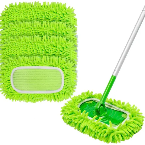 4 Pack Reusable Mop Replacement Pad Compatible for Swiffer Sweeper, （without Handle）Dry Wet Sweeping Cloths Used for Hardwood Floor, Microfiber Cotten Pads for 10-12in Sweeper