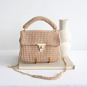 Beige Amber Bag - Top Handle Crossbody Bag, Elegant Bag for Summer