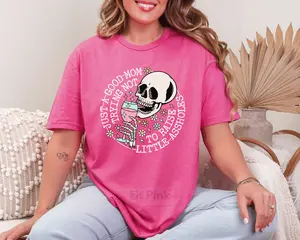 Just a Good Mom Trying Not To Raise Little "humans" Casual Unisex T-Shirt. Snarky Graphic Tee Perfect for Mom Raising Little Humans, Mother's Day Shirt