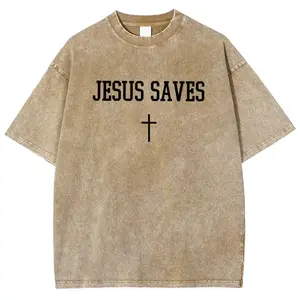 Jesus Saves Unisex Fit Washed T-Shirt, Bible Verse Shirts Women, Soft and Comfortable Fit Tops for Everyday Wear Casual Outfit t shirts women oversized tshirt women