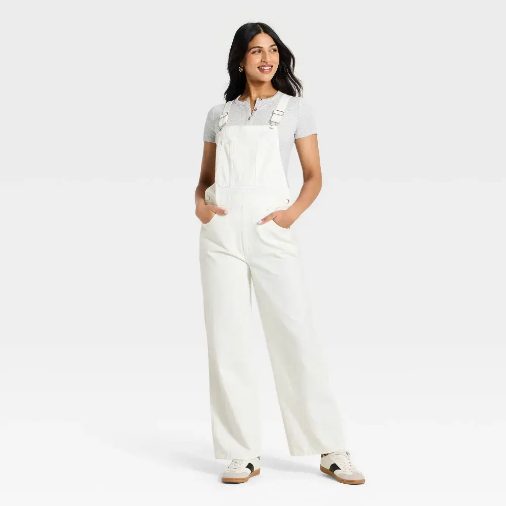 Women's Denim Chore Jumpsuit - Universal Thread White 4