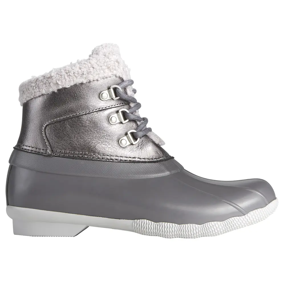 Sperry Womens Saltwater Alpine Metallic Duck Casual Boots Ankle Low Heel 1-2" - Grey