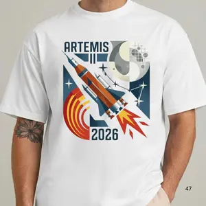 Artemis II 2026 Rocket Launch T-Shirt, Vintage Space Exploration Tee