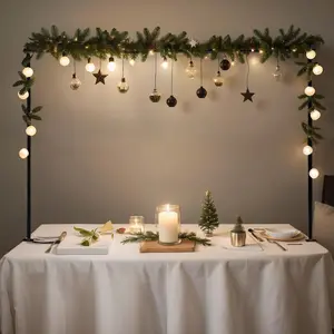 Over The Table Rod Stand with Clamps,47"-82"(3.9-6.8FT) Length,Black Table Arch Stand,Square Table Arch for Wedding,Birthday,Christmas Decoration Supplies(Black)